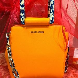 Sassy Jones Zaria Leather Satchel - Orange, New